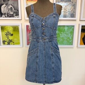 💙 Y2K Denim Button-Front Mini Dress